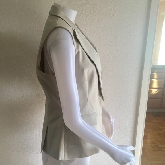 FRENCH CONNECTION Cotton Beige Lapel Vest Sz 12 - Picture 3 of 8
